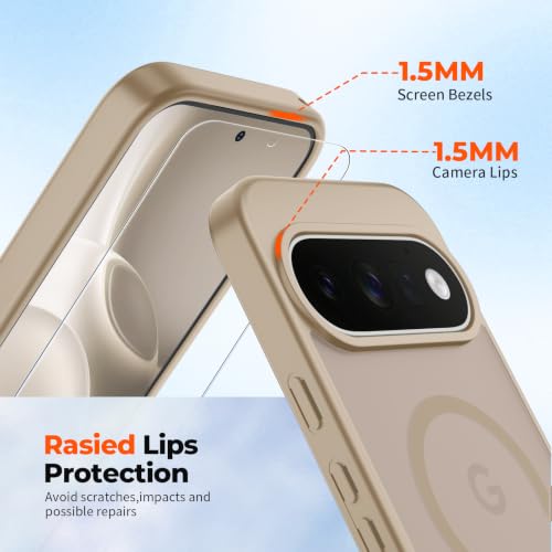 Image of SUPFINE Magnetic for Google Pixel 11 Case - Pink Gold | With Screen Protector,Translucent Matte,Built-in Magnets,Military Grade Drop Protection,Shockproof Phone Cover