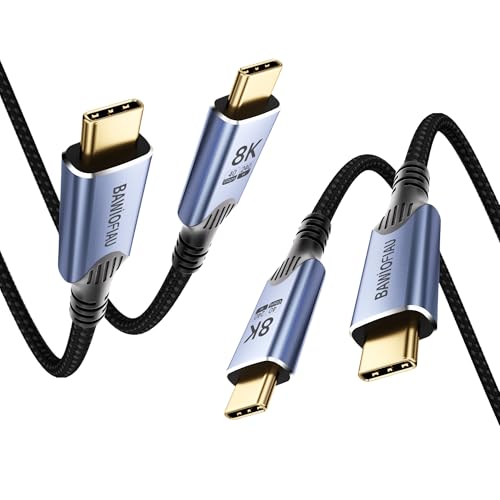 Image of [2-Pack] USB 4 Cable 1FT /0.3M, Short USB C Data Cable for 40Gbps Braided,8K /4K Video Display,240W Fast Charging,USBC to USBC Compatible with Thunderbolt 4 /3 Cable,high Speed USB c Cable