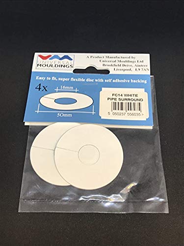 White Pipe Covers for 15mm - Self Adhesive Pipe Surround Rose Collar for Laminate Floors x4