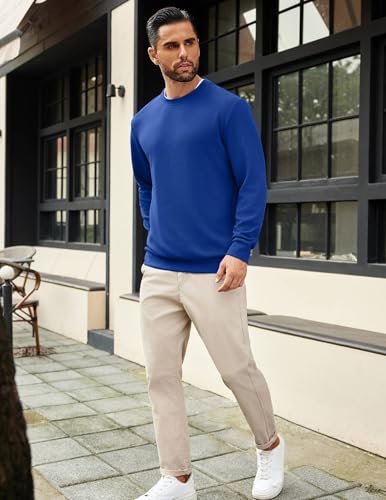 COOFANDY Mens Crewneck Sweatshirts Long Sleeve Basic Pullover Shirts Twill Textured Soild Casual Tops4