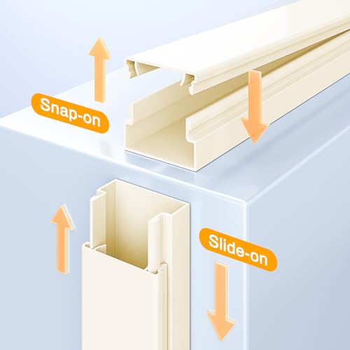 Image of Cord Cover Wall, 157in Delamu Cord Hider Wall Mounted TV, Wire Covers for Cords Cable Management, Cable Raceway Cable Hider Concealer, Cable Cover Wire Hider to Hide Cords, 10XL15.7W0.95H0.55in Beige
