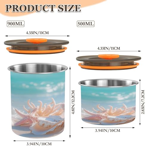 Envase hermético de acero inoxidable 900ml para café miniatura 2