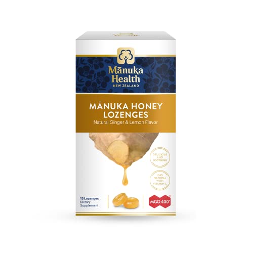 Manuka Health Manuka Honey Lozenges – 15 Lemon and Ginger Flavored Lozenges – Natural Throat...