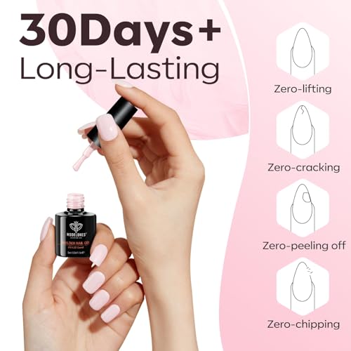 Image of modelones Gel Polish Builder Nail Set, Builder Base Colors Jelly Nude Pink Hard Strengthener Rubber Gel Polish 8-in-One Extension LED Nail Lamp Cured 6 Colors