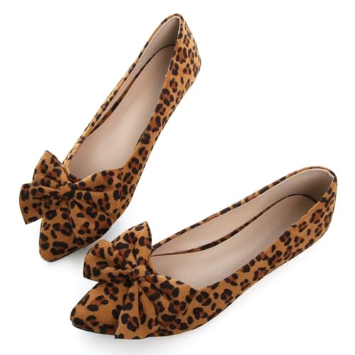 INEELUYI Ballets Flats for Women Pointy Toe Bowtie Slip on Bowknot Flat Shoes Dress Flats