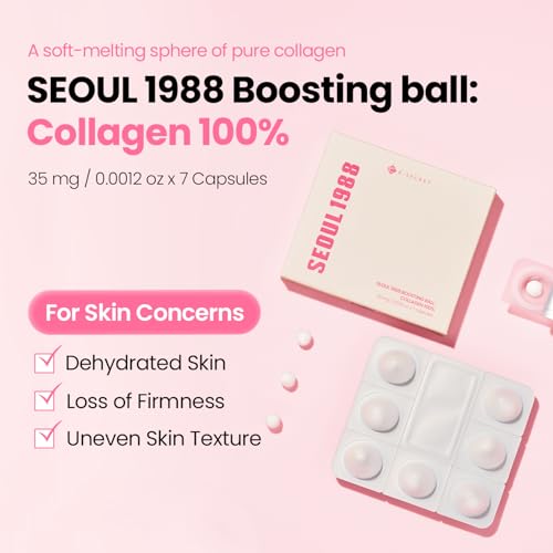 K-SECRET SEOUL 1988 Collagen Boosting Ball – Freeze-Dried 100% Hydrolyzed Collagen | Deep Hydration & Nourishing Care for Fine Lines & Dry Skin | Korean Skincare, 7 Capsules