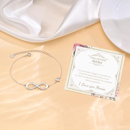 Myfresty Happy Birthday Gifts for Mama - 925 Sterling Silver Bracelets for Women Infinity Heart Best Mom Bracelet from Daughter Son Jewelry Gifts Birthday — view 6