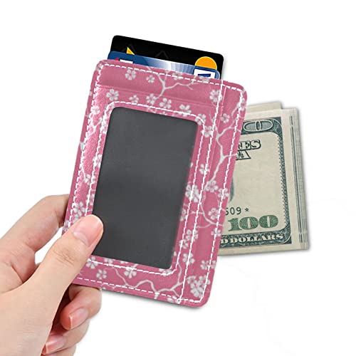 susiyo Pink Cherry Blossoms Flowers Slim Minimalist Wallet Front Pocket Wallets PU Leather Rfid Blocking Card Wallets for Men Women4