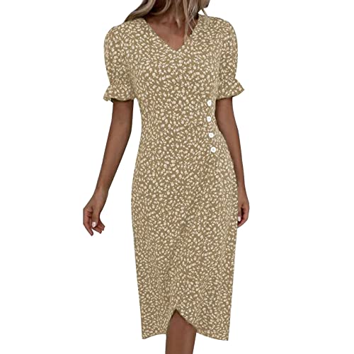 Image of Short Sleeve wrap Dress for Women Formal Dress Knee Length Dresses Casual Pink Cocktail for Women a line Shift Knitted tie Bow Knot 2024 Summer Fashion Flutter Short Sleeve Dresses with