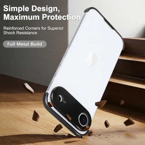 Losin Compatible with iPhone Air Bumper Case with Camera Lens Protector, Aluminum Metal Frameless, Borderless Design, Slim Thin & Lightweight, Shockproof Cover for Women and Men (Black) by Losin - Used condition - Image 4