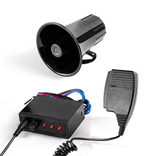 YHAAVALE 50W Car Police Siren Speaker,3 Tone Sound,DV12V,Volume Adjustment,Car Horn Vehicle Horn With Mic Loudspeaker Emergency Electronic PA System