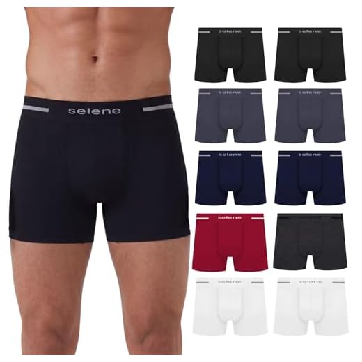 SELENE Kit 10 Cueca Boxer Sem Costura Microfibra Poliamida Cós Elástico 40MM Masculino Adulto, Sortido 1, G