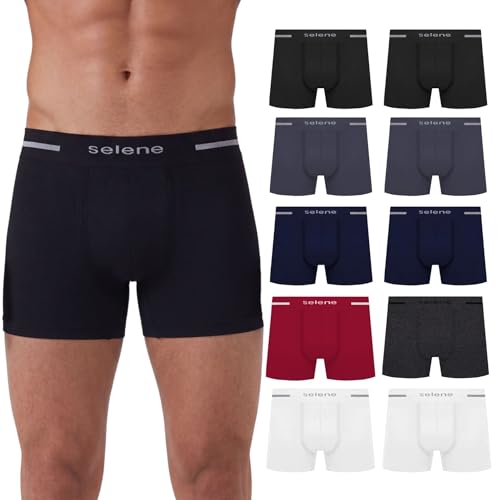 SELENE Kit 10 Cueca Boxer Sem Costura Microfibra Poliamida Cós Elástico 40MM Masculino Adulto, Sortido 1, G