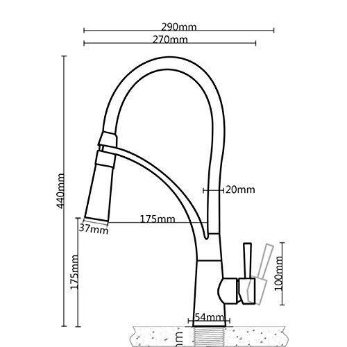 Robinet d'évier de cuisine noir mitigeur moderne design - 6