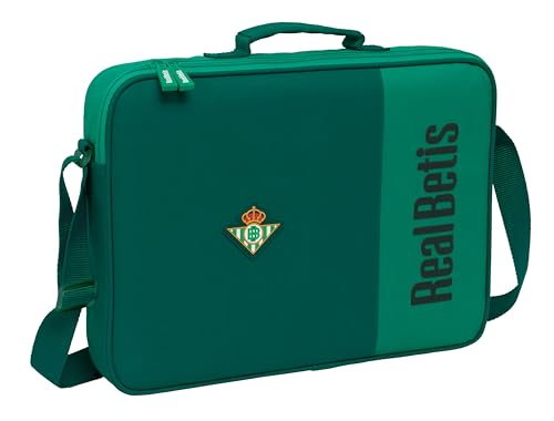 REAL BETIS BALOMPIÉ - Cartera Extraescolares, Maletín Portatodo, Bandolera, Cómoda y Versátil, Calidad y Resistencia, 38x6x28 cm