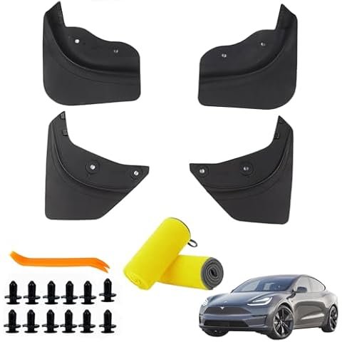FAHJYXOM 2024 Upgraded Version Tesla Model Y Mud Flaps Splash Guards, Sturdy and Foldable, Tire Protectors Suitable for All Tesla Y Models External Accessories.(4Piece Set + 2 Cleaning Tools). Cover