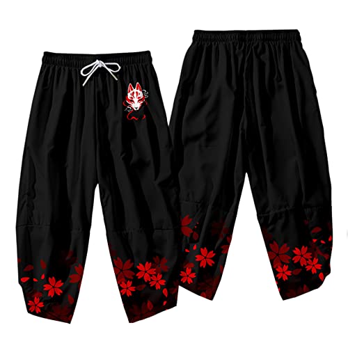 Image of DOSLAVIDA Men's Japanese Kimono Jacket Set Stylish Open Front Coat With Shorts Chinese Style Printed Cardigan Suit