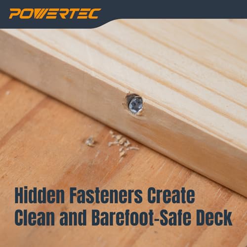 Image of POWERTEC Edge Deck Screw Jig Kit with 250pc #10 x 2-3 /8 inch Screws & T15 Depth-Stop Bit - Hidden Fastener Decking Tool with 3 Spacers for 3.5 inch to 6 inch Wood & Composite Decking (72482)