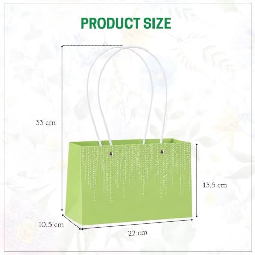 Image of Oasis Pack of 10 Grass Green Texture Print Flower Hamper Bags | Premium Floral Packaging Bags for Rakhi Gift Hampers, Flower Bouquets, Wedding, Return Gifts, Decorative Presentation & Florist Supplies