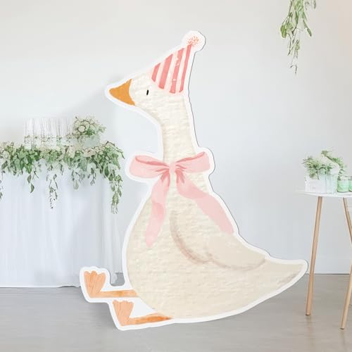 Image of Croblissful One Silly Goose Party Decorations 1st Birthday Backdrop Duck Animal Background Prop for Birthday Baby Shower Party Supplies (Pink,Goose)