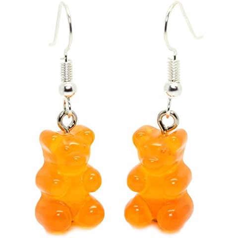 Bluebubble MY SWEET SHOP Jelly Orange Gummy Bear Dangle Earrings Gift Boxed Cover