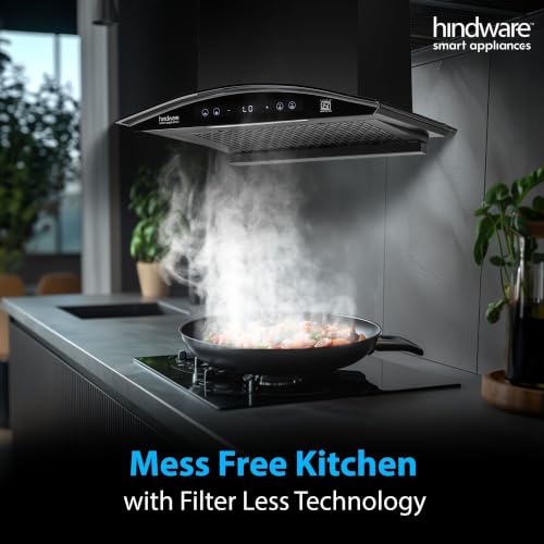 Image of Hindware Smart Appliances Sancia BLDC 60cm Kitchen Chimney | 1400 CMH | Filterless | Autoclean | Curved Glass | Motion Sensor, Touch Control | 12 Yrs Warranty on Motor, 3 Yrs on Product by Brand