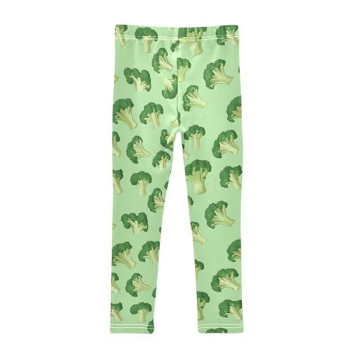 Wusikd Broccoli Florets Girls' Leggings Toddler Doodles Green Color Kids Yoga Pants Dance Active Tights 4T2