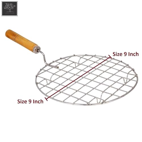 Image of Sulfar Cooking Essentials Combo | Includes Wire Round Roaster with Wooden Handle and Silicone Mini Oven Gloves | Heat Resistant, Durable, Perfect for Kitchen Use