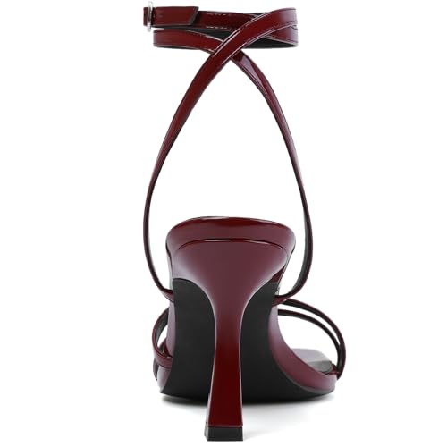 Image of Mostrin Womens Sandals Strappy Heels for Women Ankle Strap Lace Up Heels Square Open Toe Heels Tie Up Stiletto High Heeled Sandals for Prom, Party, Daily Wear