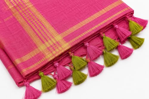 Image of HAIDER ALI AND SONS Grey Cotton Linen Saree for Women | Soft Linen Slub Blend Saree with Running Blouse Piece | Lightweight Handloom Style Saree | Office, Casual, Party & Festival Wear