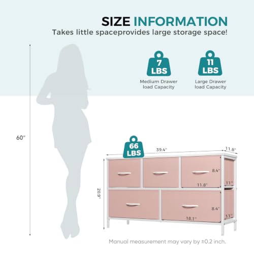Image of OLIXIS Fabric Dresser for Bedroom, Wide Chest of Drawer for Clothes Storage