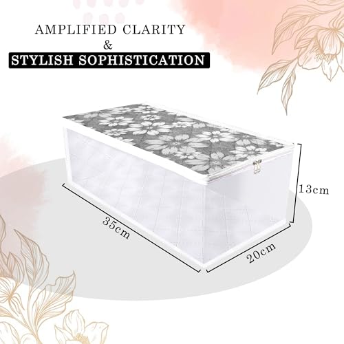 Image of Kuber Industries Pack of 6 Waterproof Shoe Cover With Side Visible Window - Travel Storage Organizer Protector - Flower Quilted Gray