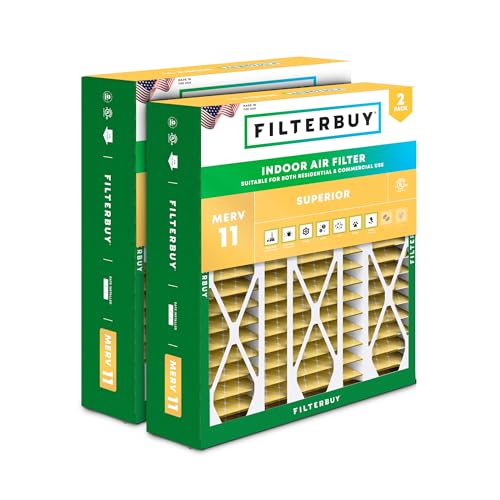 Filterbuy 20x25.25x3.5 Air Filter MERV 11 Allergen Defense (2-Pack), Pleated HVAC AC Furnace Air Filters Replacement for Aprilaire Space-Gard 102/2120 (Actual Size: 19.94 x 25.38 x 3.75 Inches)