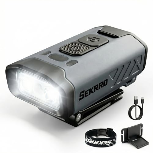 Sekrro Hard Hat Light Rechargeable Hat Clip on Light 800 Lumens 1100mAh Removable Battery LED Headlamp for Running Construction Fishing Camping Snow
