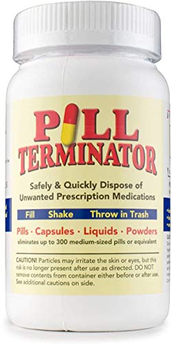 Pill Terminator - Best Safe Rx Pharmaceutical Med Destroyer & Disposal Container - Dispose Old RX Medication Drugs Pill & Liquid Buster (1 Pack) Container