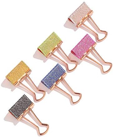Medium Colored Binder Clips Cute Glitter Assorted Paper Clips Printed Foldback Photo Clips