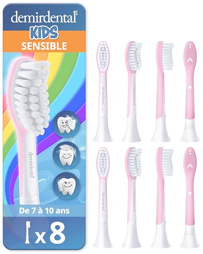 demirdental tête de brosse pour Philips Sonicare Kids tête de brosse enfants, pour les premières dents permanentes, Enfants de 7 à 10 ans, remplace HX6048...