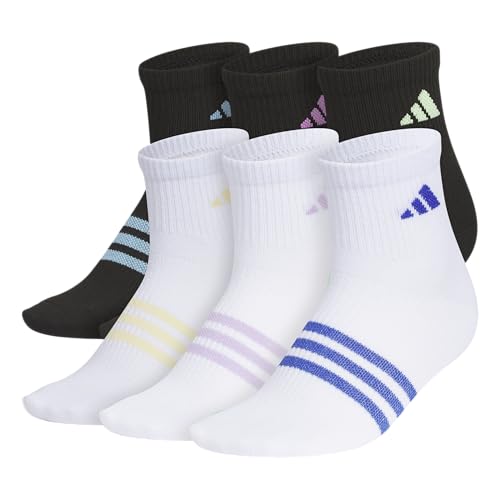 Image of adidas Unisex Kids Quarter Ankle Socks for Boys and Girls Youth (6-pack) Superlite Breathable and Lightweight Discontinued