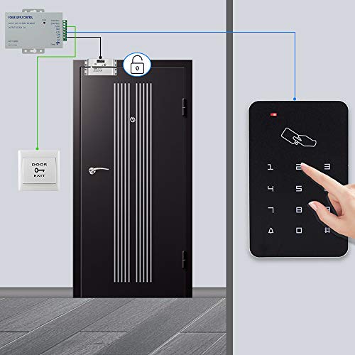 RFID Door Access Control System Keypad +NC Electric Drop Bolt Lock+Power Supply+Exit Button +10pcs Fobs/Cards - Image 7