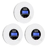 Scondaor Kombinierte Rauch- und Kohlenmonoxid-Melder mit LCD Anzeige, CO-Melder mit austauschbarer Batterie, nach EN14604 & EN50291 Standard Zertifiziert, 3er Set