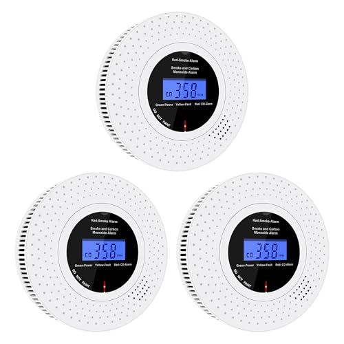 Scondaor Détecteur de Fumée et de Monoxyde de Carbone combiné avec Affichage LCD, Alarmes de...
