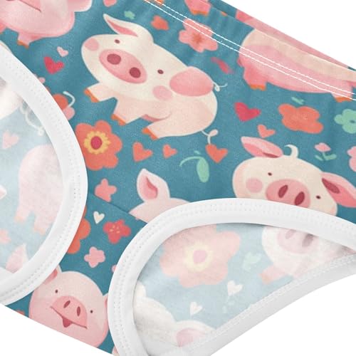 Wusikd Cute Pink Pigs Girls' Underwear Cotton Colorful Hearts Girls Briefs Soft Toddler Underwear 2T4