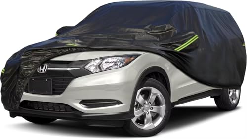 Image of KouKou Waterproof SUV Car Cover Suitable for Honda HRV from 1998 to 2025, 7 Layers Heavy Duty Car Cover Waterproof All Weather with Zipper Door for Sun Rain Snow Dust Uv Protection.Black