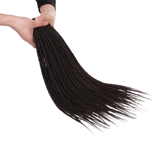 Leeven 18 Inch Dreadlock Extension 20 Strands Chocolate Brown Soft Dreads Hair Extensions 0.6 Width Synthetic Thin Dreadlock Extensions Hippie Dreads /4# - Image 3