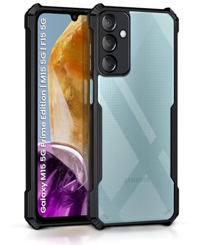WOW IMAGINE ShockProof Clear Protective Back Case for Samsung Galaxy M15 5G Prime Edition | M15 5G | F15 5G – AirEDGE | 360 Degree Camera Protection | Transparent Hybrid Back Case Mobile Cover – Black- Best and cheap mobile covers in India