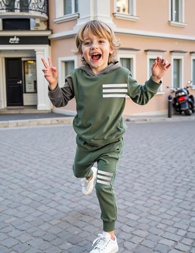Image of Toddler Boy Clothes Long Sleeve Hoodie Sweatsuits Tops and Pants 2Pcs Boys Fall Winter Outfits Set