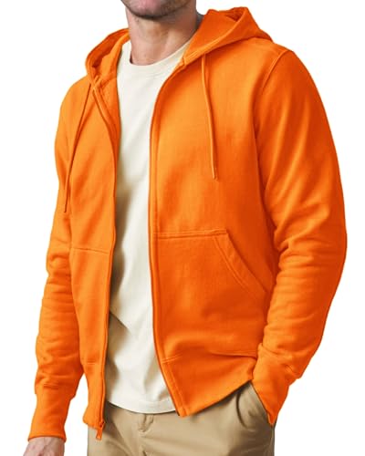 Mens Zip up Hoodie Full Zip Fleece Lined Pullover Hooded Sweatshirt Long Sleeve Sports Hooded Jacket with Pocket