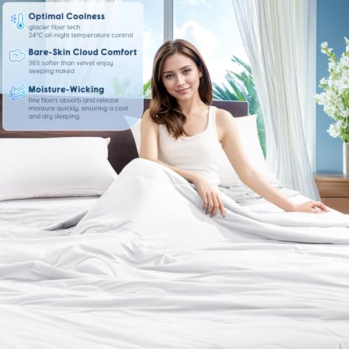 Image of Cooling Blanket for Hot Sleepers & Night Sweats - Cooling Comforter, Breathable Lightweight Double-Sided Summer Bedding, Breathable Soft All Season (Arctic White, Queen(90 inchx90 inch))