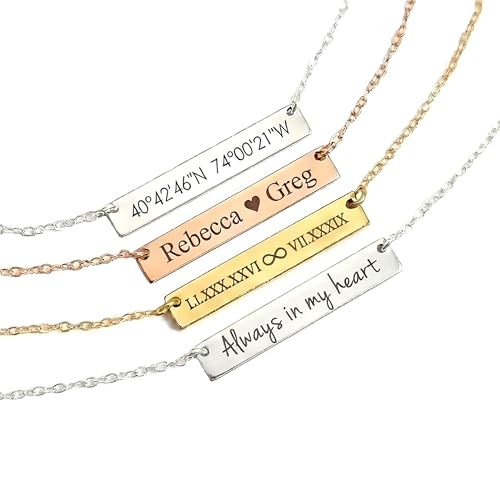 Custom Name Necklace – A Meaningful Gift That Lasts | Long Distance Relationship Gifts | 14k Gold Filled or 925 Sterling Silver Necklace with Initials | Personalized Names, Coordinates, Roman Numerals
