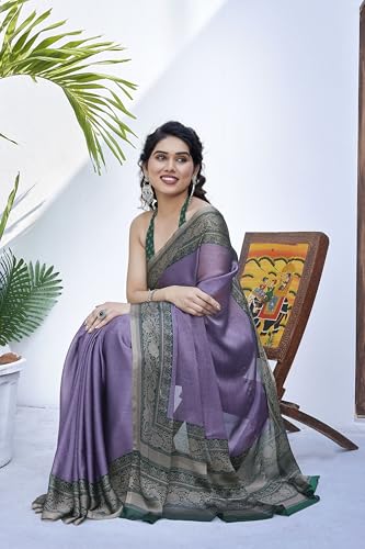 Image of MIRCHI FASHION Women Saree Ethnic Motif Print Chiffon | Breathable Lightweight Plain Weave Sari for Office and Daily Use (Available in 20 Designs)